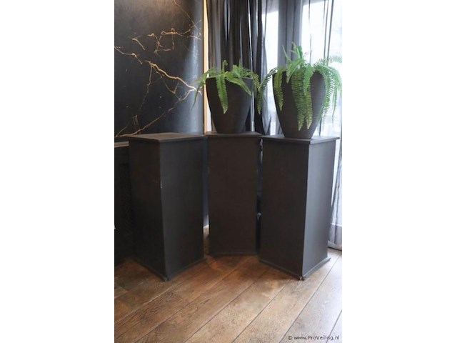 Plantenzuilen - 3 stuks, incl. 2 bloempotten met kunstplanten - afbeelding 1 van  6