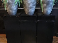 Plantenzuilen - 3 stuks, incl. 3x bloempotten met kunstplanten