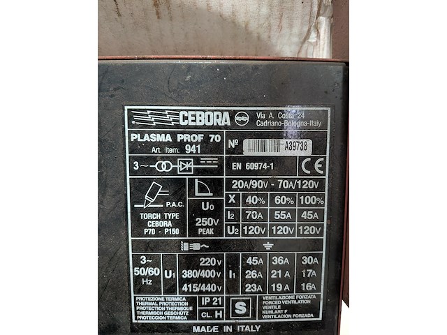 Plasmasnijder cebora, prof 70 - afbeelding 6 van  9