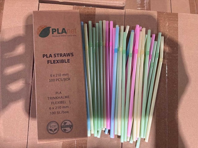 Plastic bio rietjes (100x) - afbeelding 2 van  2