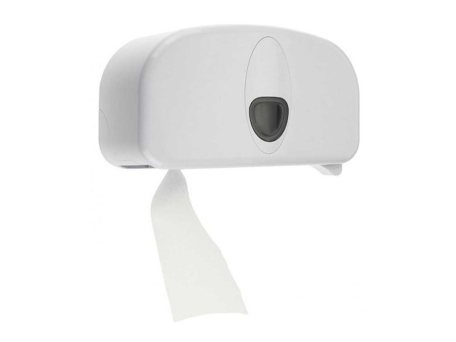 Plastiqline toiletpapier dispenser 2 rollen kunststof wit (14x) - afbeelding 1 van  4