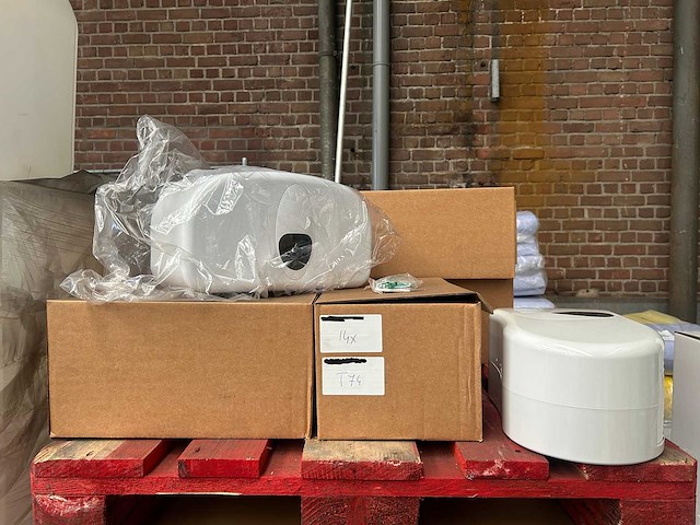 Plastiqline toiletpapier dispenser 2 rollen kunststof wit (14x) - afbeelding 2 van  4