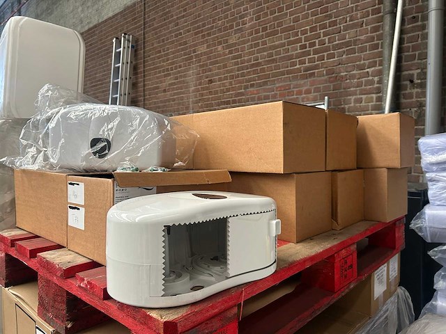 Plastiqline toiletpapier dispenser 2 rollen kunststof wit (14x) - afbeelding 3 van  4