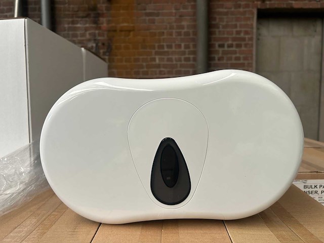 Plastiqline toiletpapier dispenser 2 rollen kunststof wit (65x) - afbeelding 1 van  5