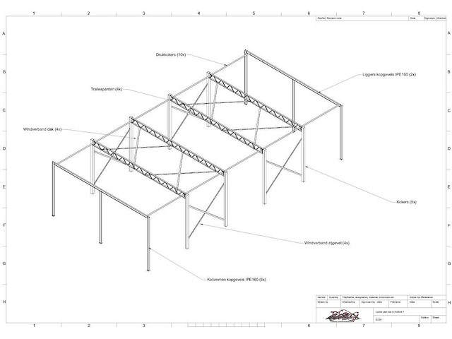 Platdak - staalconstructie 9.70 x 25.00 meter (242m2) - afbeelding 6 van  10