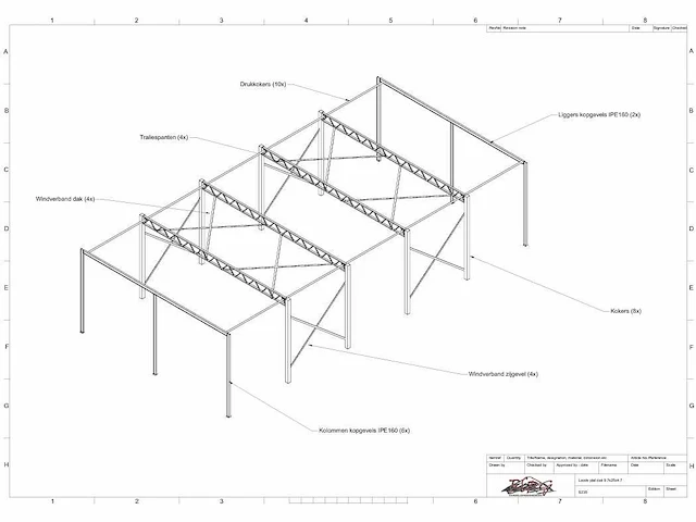 Platdak - staalconstructie 9.70 x 25.00 meter (242m2) - afbeelding 6 van  12