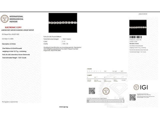 Platina armband met 10,01 crt. diamant - afbeelding 2 van  7