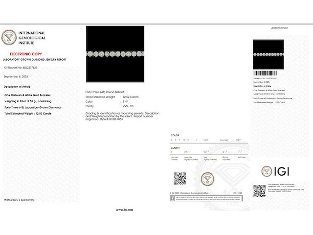 Platina armband met 12,52 crt. diamant - afbeelding 2 van  6