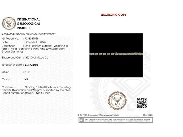 Platina armband met 6,94 crt. diamant - afbeelding 2 van  7