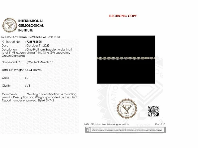 Platina armband met 6,94 crt. diamant - afbeelding 2 van  7