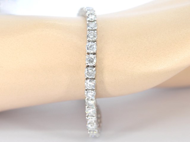 Platina armband met natuurlijke briljant geslepen diamanten - afbeelding 2 van  8