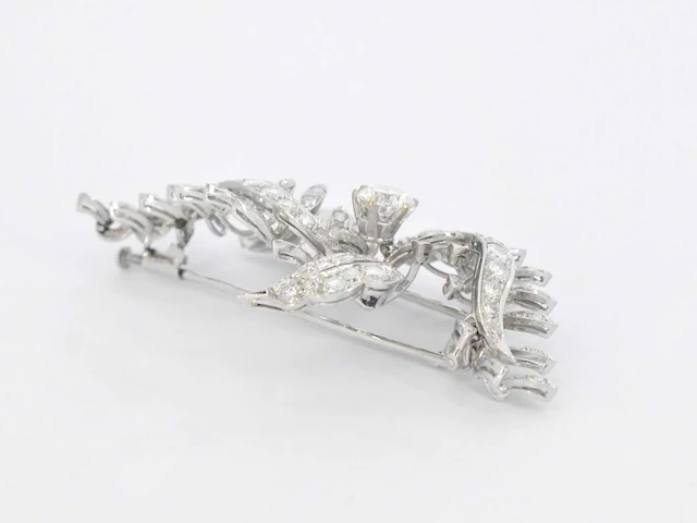 Platina broche diamant - afbeelding 6 van  7