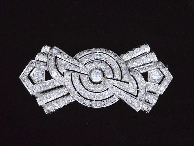 Platina broche met diamanten - afbeelding 2 van  5