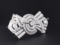 Platina broche met diamanten - afbeelding 4 van  5