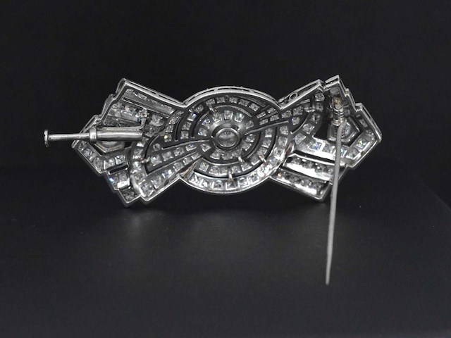 Platina broche met diamanten - afbeelding 5 van  5