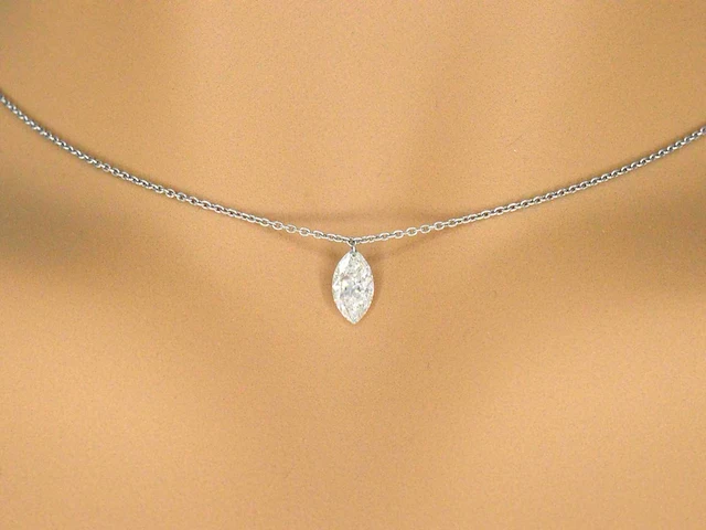 Platina halsketting diamant marquise - afbeelding 1 van  9