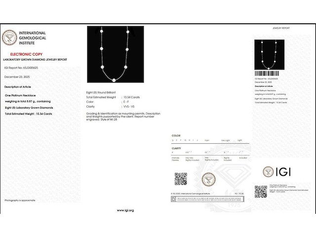 Platina halsketting met 10,34 ct. diamant - afbeelding 3 van  10
