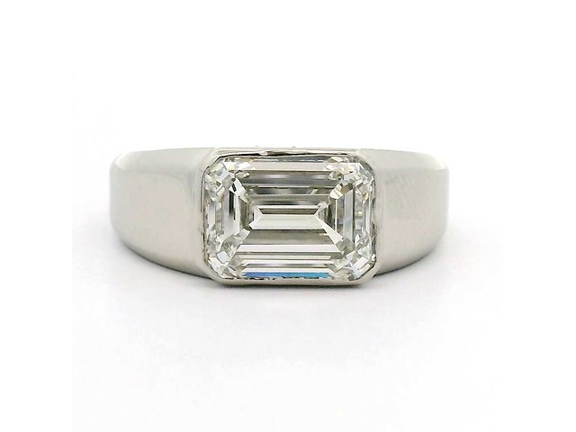 Platina herenring met 5,41 ct. diamant - afbeelding 1 van  7