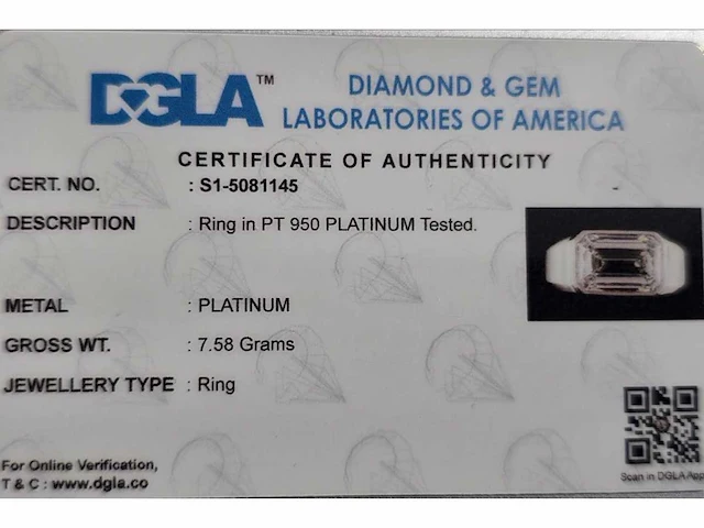 Platina herenring met 5,41 ct. diamant - afbeelding 5 van  7