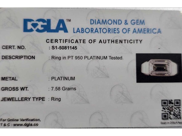 Platina herenring met 5,41 ct. diamant - afbeelding 5 van  7