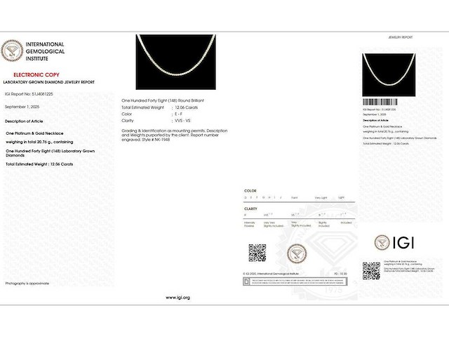 Platina ketting met 12,06 crt. diamant - afbeelding 5 van  11