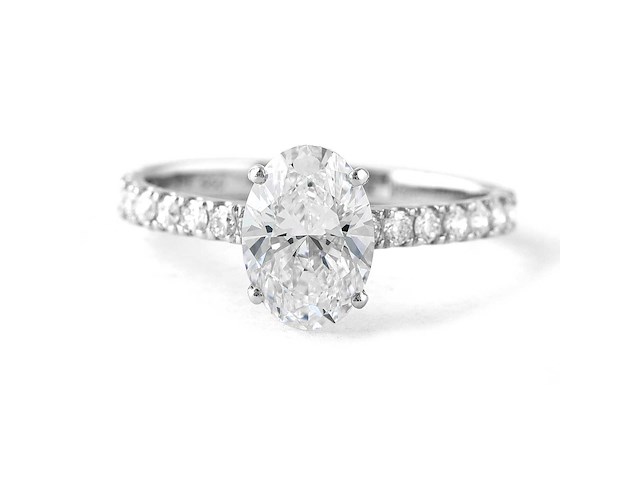 Platina ring met 1,86 ct. diamant - afbeelding 1 van  6