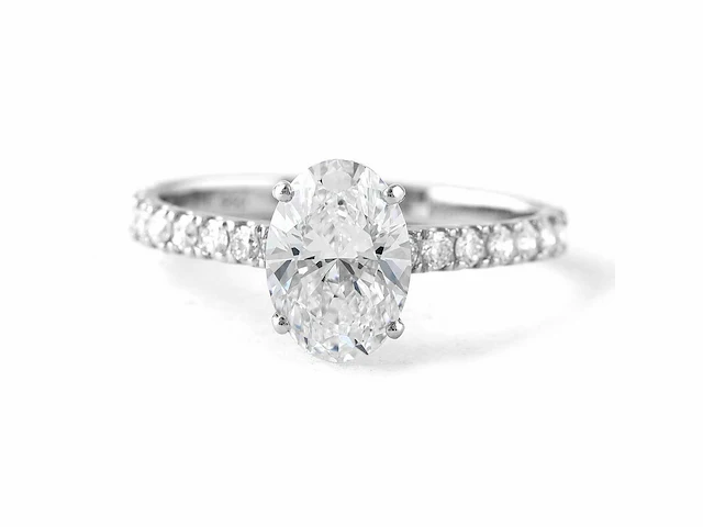 Platina ring met 1,86 ct. diamant - afbeelding 1 van  6