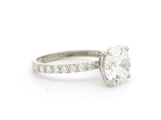 Platina ring met 3,46 crt. diamant - afbeelding 2 van  12