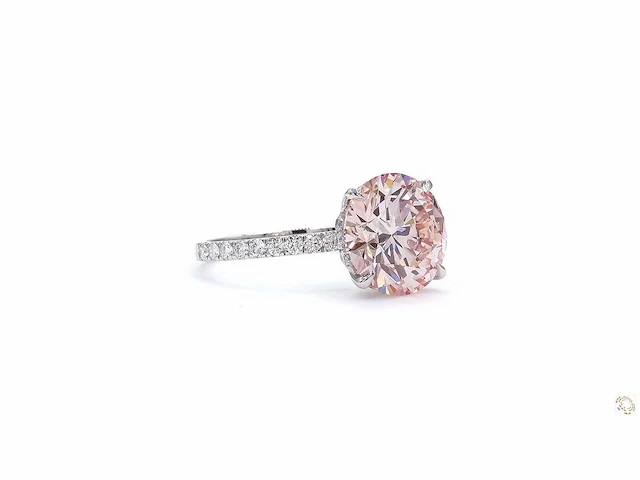 Platina ring met 5,02 crt. roze diamant. - afbeelding 3 van  6