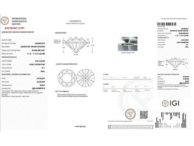 Platina ring met 5,02 crt. roze diamant. - afbeelding 2 van  5