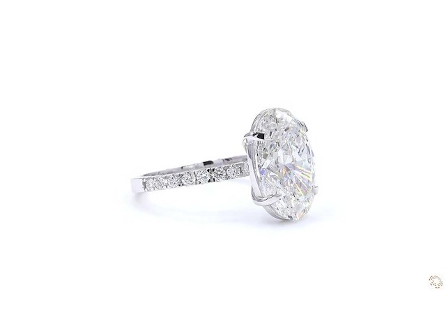 Platina ring met 5,69 ct. diamant - afbeelding 2 van  5