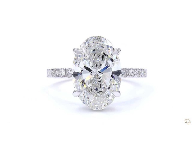 Platina ring met 5,69 ct. diamant - afbeelding 5 van  5