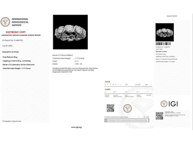 Platina ring met 7,17 crt. diamant - afbeelding 2 van  6