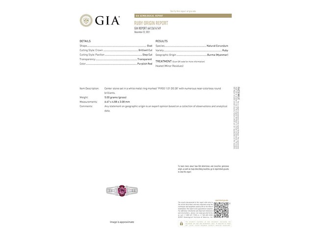 Platina ring met diamanten en robijn - afbeelding 2 van  10