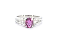Platina ring met diamanten en robijn - afbeelding 7 van  10
