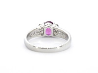 Platina ring met diamanten en robijn - afbeelding 8 van  10