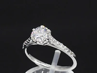 Platina ring met een 0.90 carat gia diamant en briljant geslepen diamanten - afbeelding 3 van  8