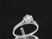 Platina ring met een 0.90 carat gia diamant en briljant geslepen diamanten - afbeelding 4 van  8
