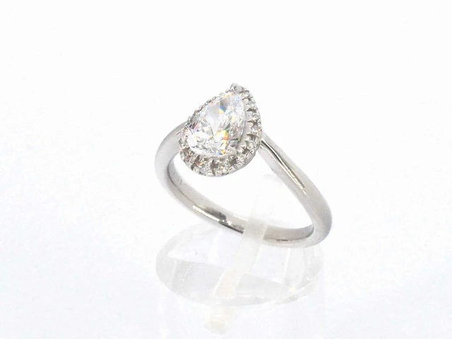 Platina ring peer diamant 1.02 ct briljant - afbeelding 4 van  9