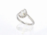 Platina ring peer diamant 1.02 ct briljant - afbeelding 4 van  9