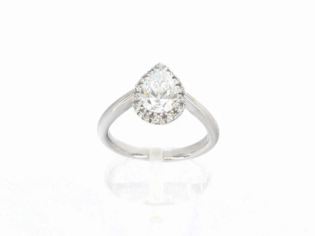 Platina ring peer diamant 1.02 ct briljant - afbeelding 6 van  9