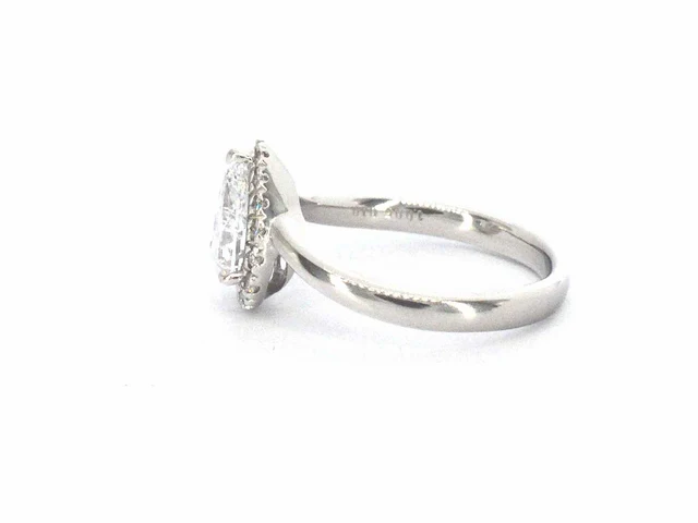 Platina ring peer diamant 1.02 ct briljant - afbeelding 9 van  9