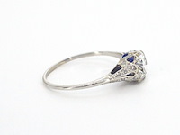 Platinum ring met 1.00 carat diamant en saffieren - afbeelding 2 van  12