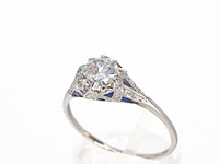 Platinum ring met 1.00 carat diamant en saffieren - afbeelding 6 van  12