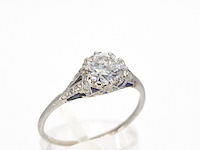 Platinum ring met 1.00 carat diamant en saffieren - afbeelding 7 van  12