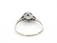 Platinum ring met 1.00 carat diamant en saffieren - afbeelding 10 van  12