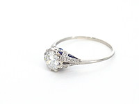 Platinum ring met 1.00 carat diamant en saffieren - afbeelding 11 van  12