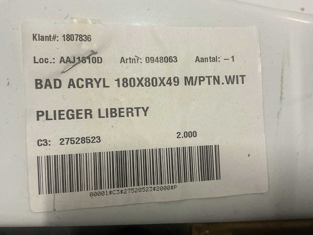 Plieger liberty 180x80 douchebad - afbeelding 4 van  4