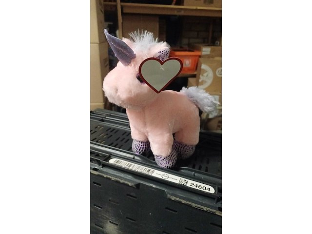 Pluche unicorn rose klein model in kr 3 - afbeelding 2 van  3