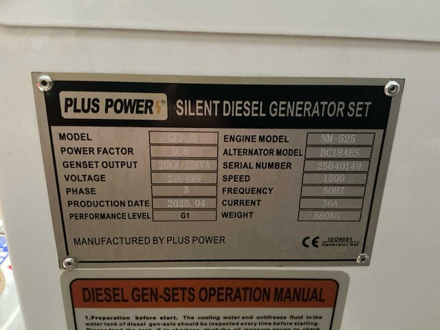 Plus power - 2025 - gf2-25 - 25kva - stoomgenerator - afbeelding 6 van  14